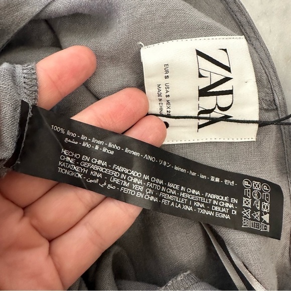 New! Zara The Lillian Gray 100% Linen ButtonFront Jumpsuit Small - Picture 9 of 11